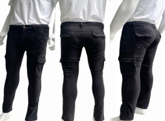 Celana Panjang Cargo Hitam Pria Slim Fit Premium