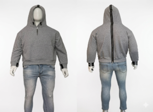 Jaket Hoodie Abu Stripe Hitam Premium