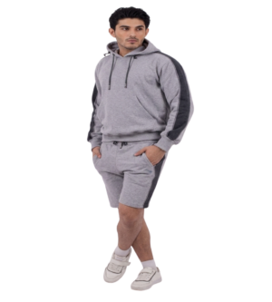 Jaket Hoodie Pria Abu Two Tone Premium