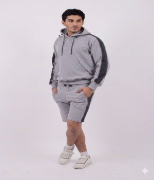 Jaket Hoodie Pria Abu Two Tone Premium