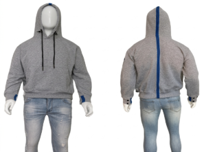 Jaket Hoodie Abu Stripe Biru Premium