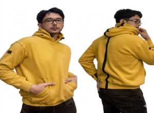 Jaket Hoodie Kuning Stripe Hitam Premium