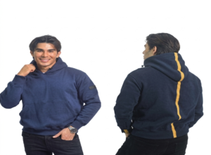 Jaket Hoodie Navy Stripe Kuning Premium