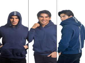 Jaket Hoodie Navy Stripe Putih Premium