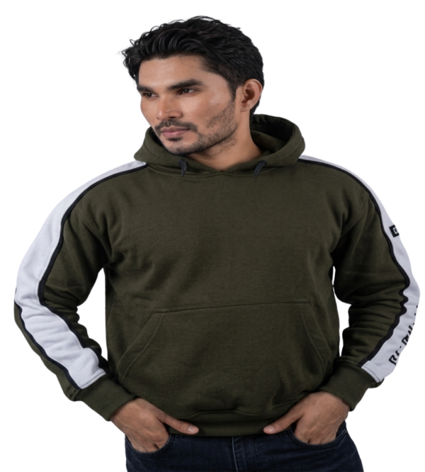 Jaket Hoodie Pria Army Garis Putih Premium