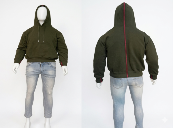 Jaket Hoodie Pria Army Stripe Merah Premium