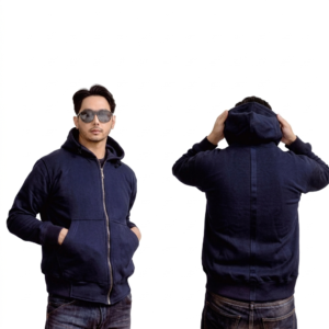 Jaket Hoodie Zipper Pria Navy All Stripe Navy Premium