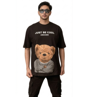 Kaos Oversize Hitam Pria Grafis Teddy Premium