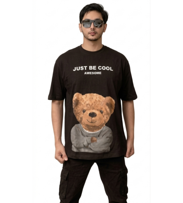 Kaos Oversize Hitam Pria Grafis Teddy Premium