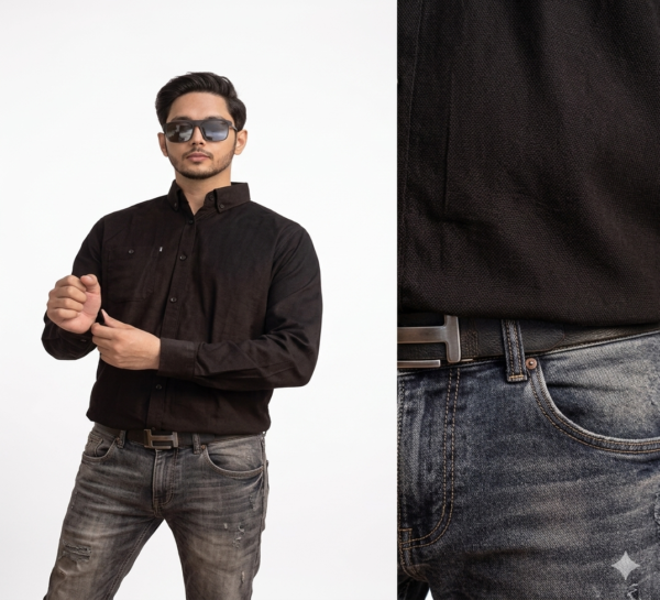 Kemeja Corduroy Hitam Pria Premium