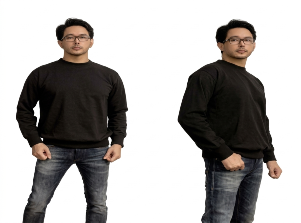 Sweater Pria Hitam Polos Premium