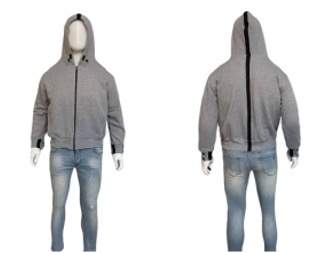 Jaket Hoodie Zipper Pria Abu Muda List Hitam Premium