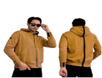 Jaket Hoodie Zipper Pria Warna Almond List Hitam Premium