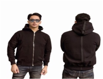 Jaket Hoodie Zipper Pria Hitam Black on Black Premium