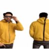 Jaket Hoodie Zipper Pria Warna Mustard Premium